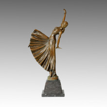 Dancer Bronze Sculpture Folk Lady Decor Brass Statue TPE-041